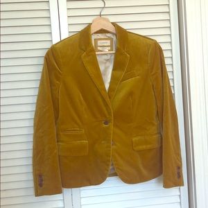 J. Crew “Schoolboy” mustard yellow velvet jacket